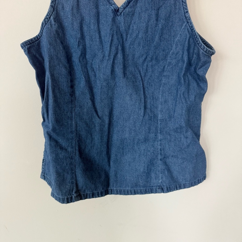 Faded Glory Denim Halter Top Women M Sleeveless Collared Y2k 2000s Bratz Western - Picture 13 of 13